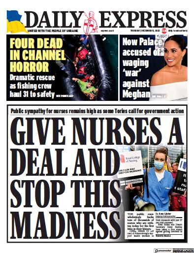 Daily Express Newspaper Front Page for 15 December 2022