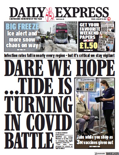 Daily Express Newspaper Front Page for 15 January 2021