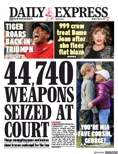Daily Express (UK) Newspaper Front Page for 15 April 2019
