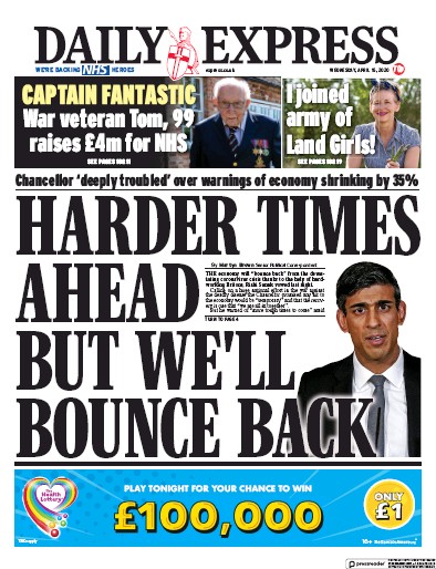 Daily Express Newspaper Front Page for 15 April 2020