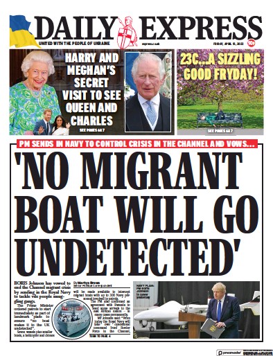 Daily Express (UK) Newspaper Front Page for 15 April 2022