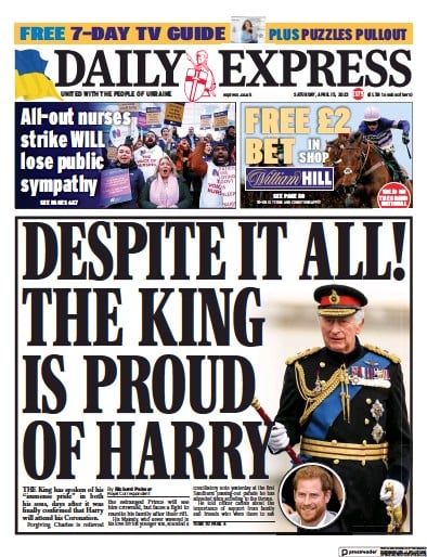 Daily Express (UK) Newspaper Front Page for 15 April 2023