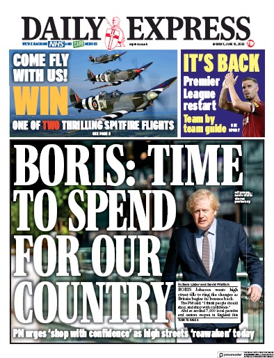 Daily Express Newspaper Front Page for 15 June 2020