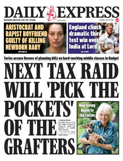 Daily Express (UK) Newspaper Front Page for 15 July 2025