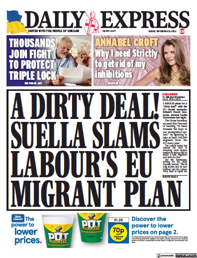 Daily Express (UK) Newspaper Front Page for 15 September 2023