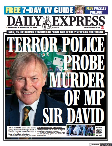 Daily Express (UK) Newspaper Front Page for 16 October 2021