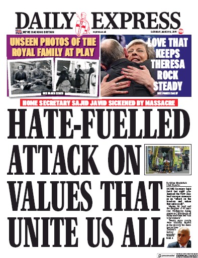 Daily Express (UK) Newspaper Front Page for 16 March 2019