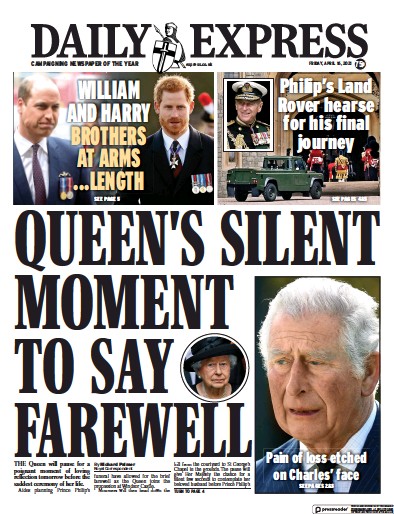 Daily Express (UK) Newspaper Front Page for 16 April 2021