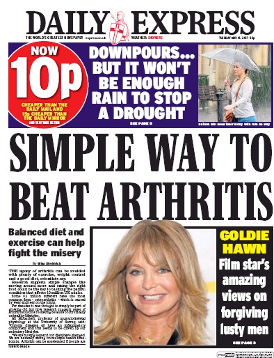 Daily Express Newspaper Front Page for 16 May 2017