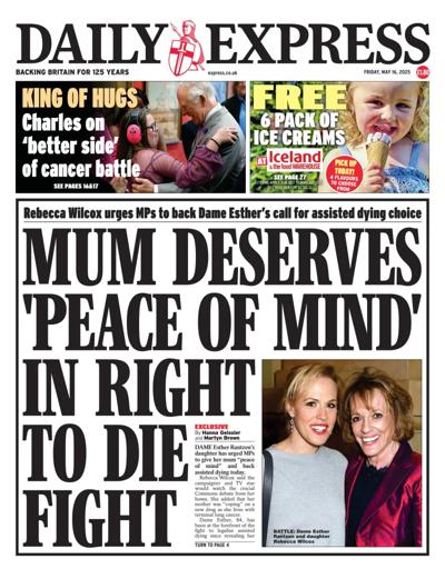Daily Express (UK) Newspaper Front Page for 16 May 2025