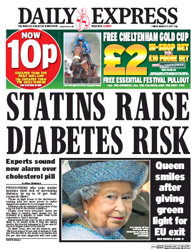 Daily Express (UK) Newspaper Front Page for 17 March 2017