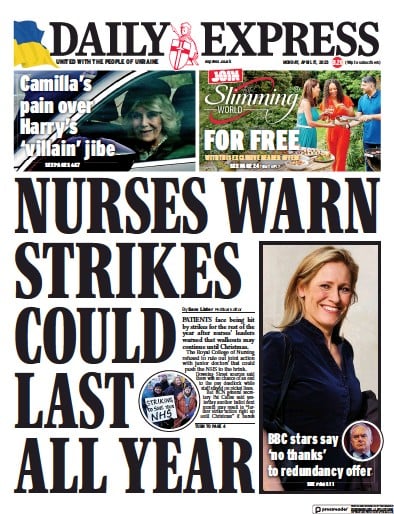 Daily Express (UK) Newspaper Front Page for 17 April 2023