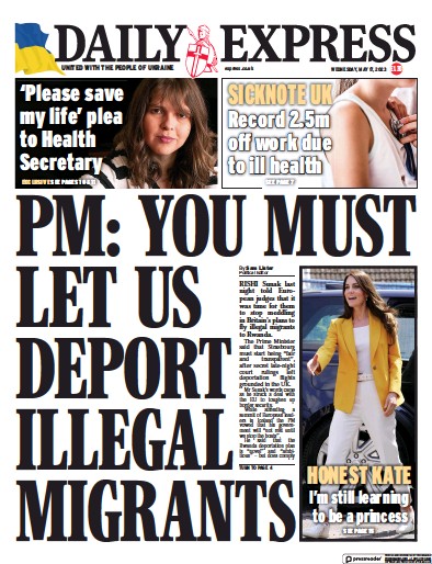 Daily Express (UK) Newspaper Front Page for 17 May 2023