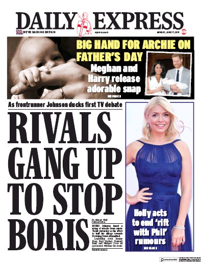 Daily Express Newspaper Front Page for 17 June 2019