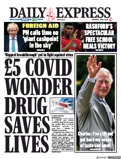 Daily Express Newspaper Front Page for 17 June 2020