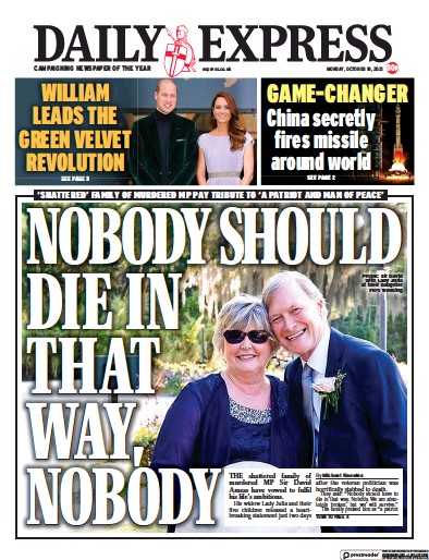Daily Express (UK) Newspaper Front Page for 18 October 2021