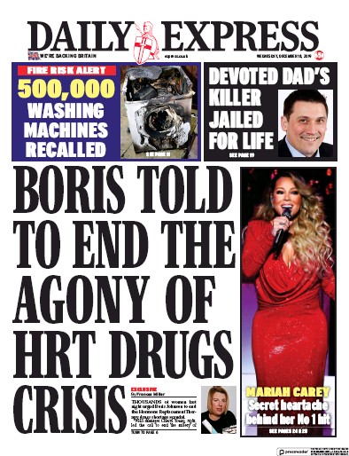 Daily Express (UK) Newspaper Front Page for 18 December 2019