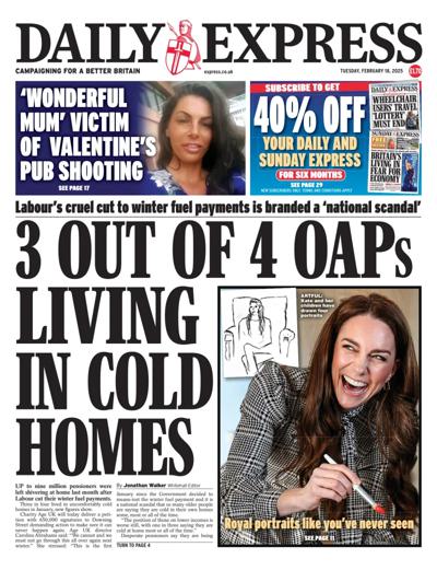 Daily Express (UK) Newspaper Front Page for 18 February 2025