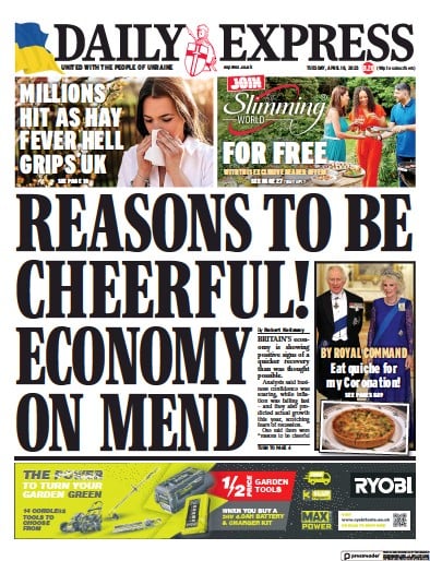 Daily Express (UK) Newspaper Front Page for 18 April 2023