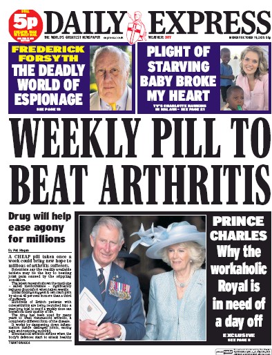 Daily Express Newspaper Front Page for 19 October 2015