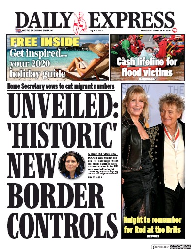 Daily Express (UK) Newspaper Front Page for 19 February 2020