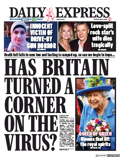Daily Express Newspaper Front Page for 19 May 2020