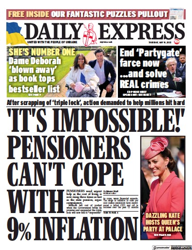 Daily Express (UK) Newspaper Front Page for 19 May 2022