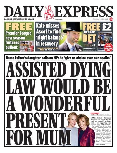 Daily Express (UK) Newspaper Front Page for 19 June 2025