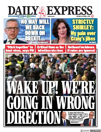 Daily Express Newspaper Front Page for 1 October 2020