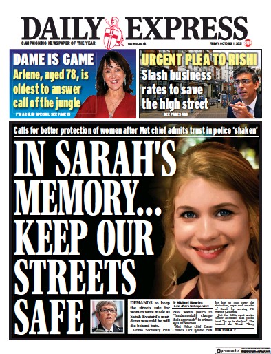 Daily Express (UK) Newspaper Front Page for 1 October 2021
