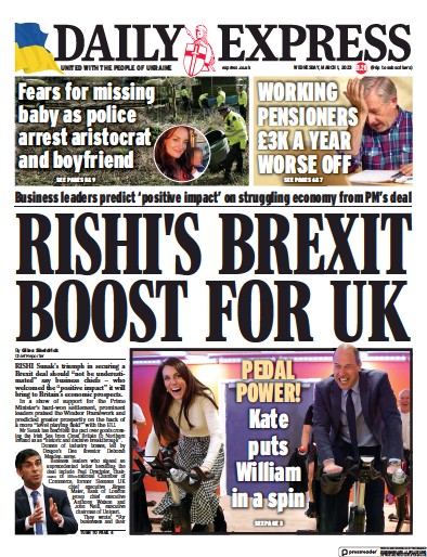 Daily Express (UK) Newspaper Front Page for 1 March 2023