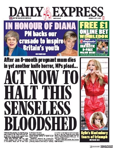 Daily Express (UK) Newspaper Front Page for 1 July 2019