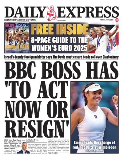 Daily Express (UK) Newspaper Front Page for 1 July 2025