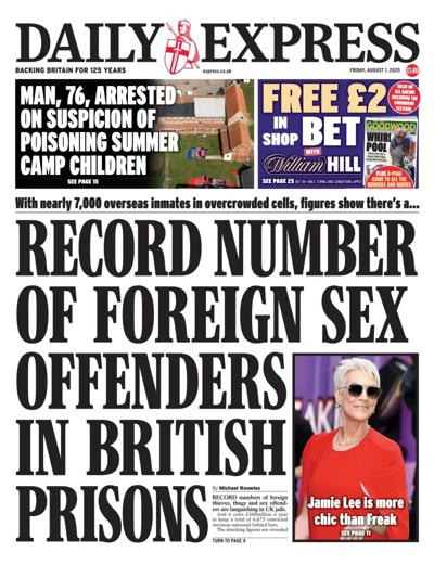 Daily Express Newspaper Front Page for 1 August 2025