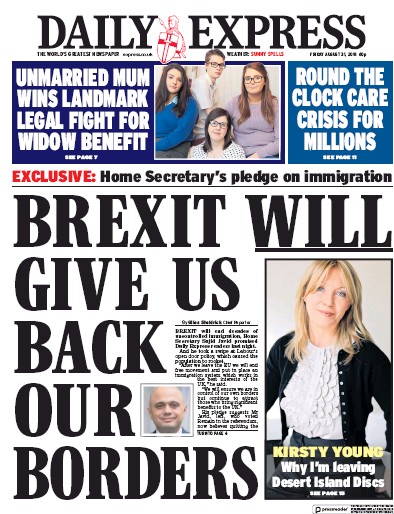 Daily Express (UK) Newspaper Front Page for 1 September 2018
