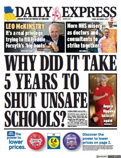 Daily Express (UK) Newspaper Front Page for 1 September 2023
