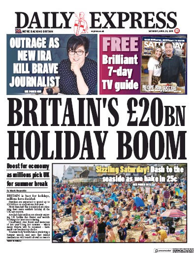 Daily Express Newspaper Front Page for 20 April 2019