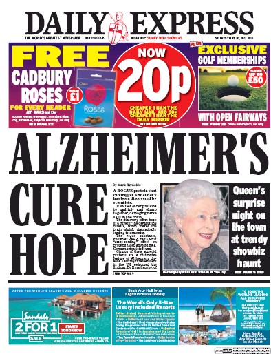 Daily Express Newspaper Front Page for 20 May 2017