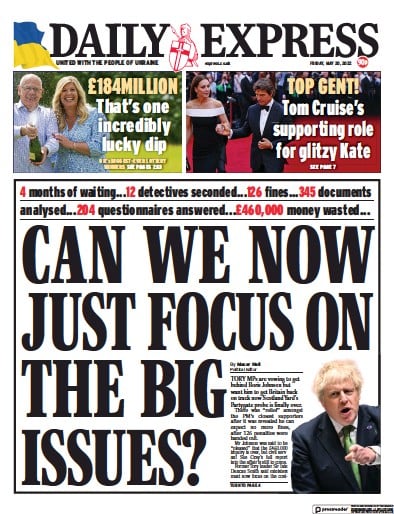 Daily Express (UK) Newspaper Front Page for 20 May 2022