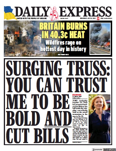 Daily Express (UK) Newspaper Front Page for 20 July 2022