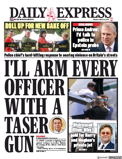 Daily Express (UK) Newspaper Front Page for 20 August 2019