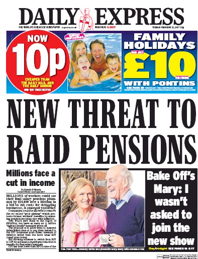 Daily Express (UK) Newspaper Front Page for 21 February 2017