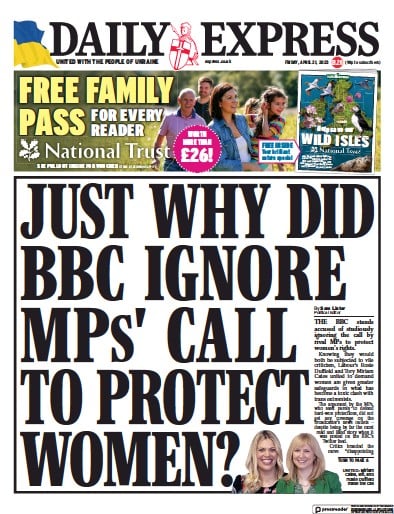 Daily Express (UK) Newspaper Front Page for 21 April 2023