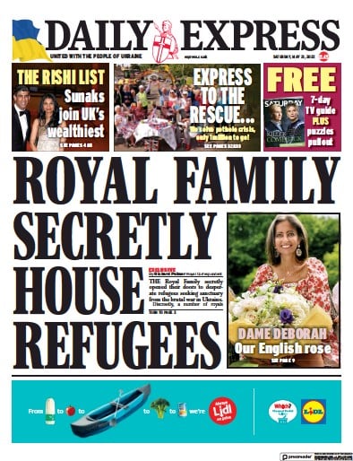 Daily Express (UK) Newspaper Front Page for 21 May 2022
