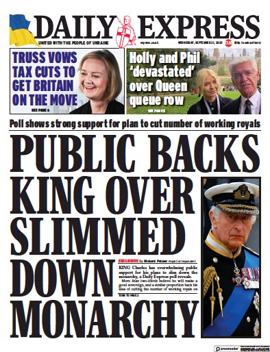 Daily Express (UK) Newspaper Front Page for 21 September 2022