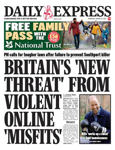Daily Express (UK) Newspaper Front Page for 22 January 2025