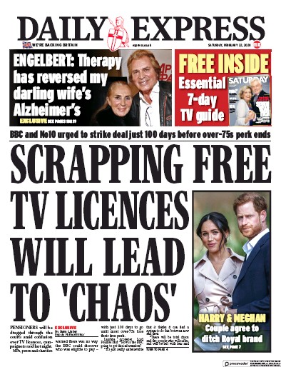 Daily Express (UK) Newspaper Front Page for 22 February 2020