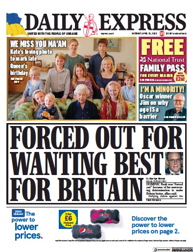 Daily Express (UK) Newspaper Front Page for 22 April 2023