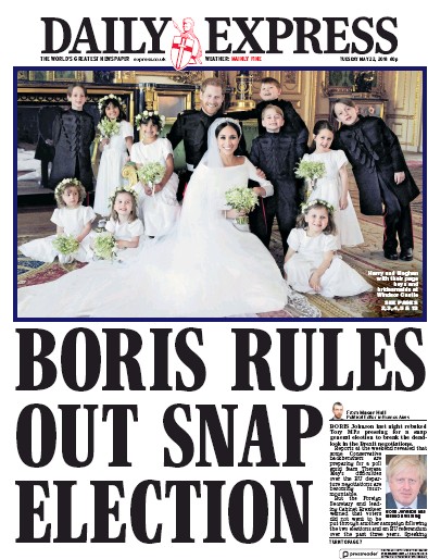 Daily Express Newspaper Front Page for 22 May 2018