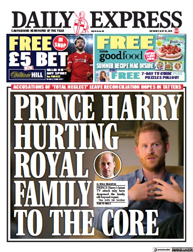 Daily Express (UK) Newspaper Front Page for 22 May 2021